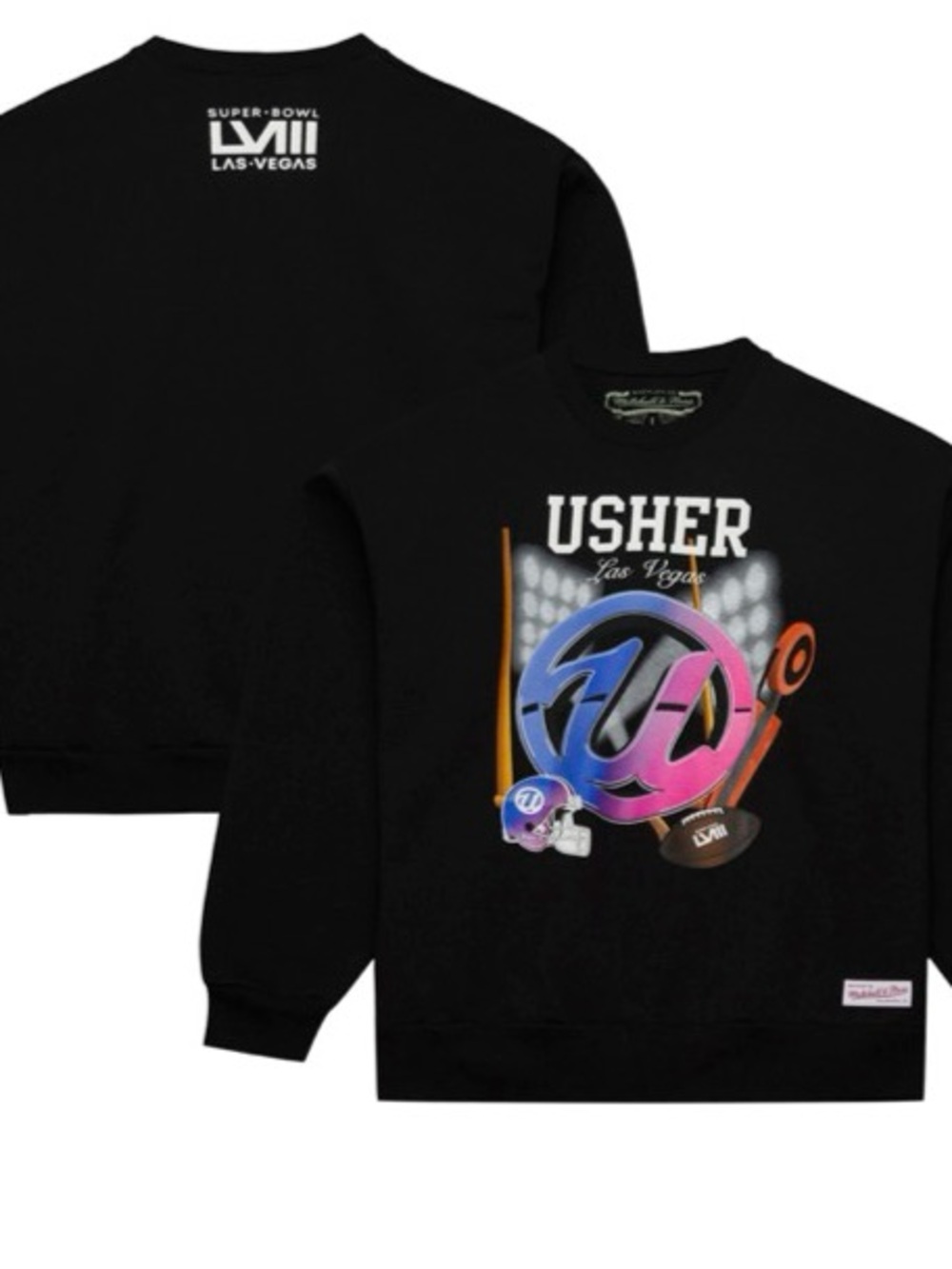 Usher Super Bowl LVIII Mitchell & Ness Crewneck Sweatshirt Unisex Size XL